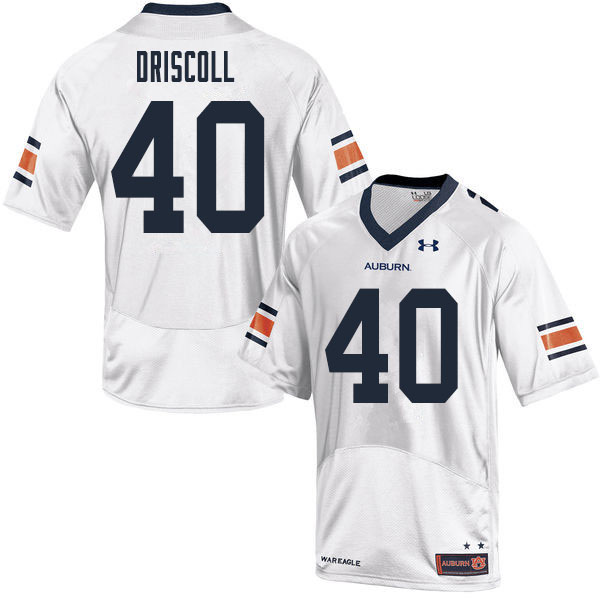 Men #40 Flynn Driscoll Auburn Tigers College Football Jerseys Sale-White